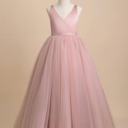 Dusty Rose Ball-gown/princess V-neck Floor-length..