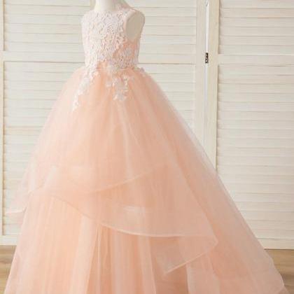 Ball-gown/princess Scoop Sweep Train Lace/tulle..