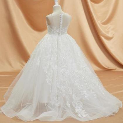 Ivory Ball-gown/princess Scoop Sweep Train..