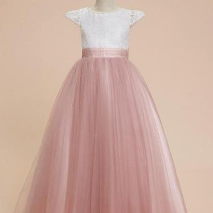 A-line Scoop Floor-length Lace/tulle Flower Girl..