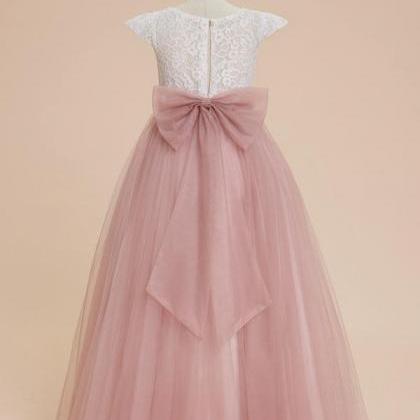 A-line Scoop Floor-length Lace/tulle Flower Girl..