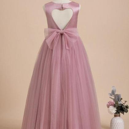 Ball-gown/princess Scoop Floor-length Tulle Flower..