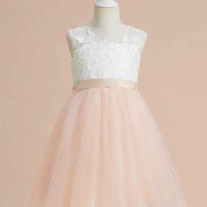 A-line Scoop Knee-length Lace/tulle Flower Girl..