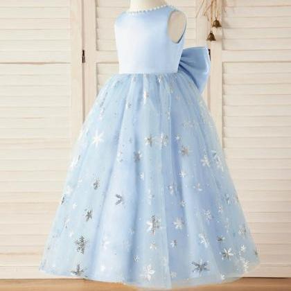 Sky Blue Ball-gown/princess Scoop Tea-length..