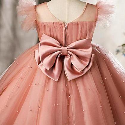 Ball-gown/princess Tulle Knee-length Pearl Pink..