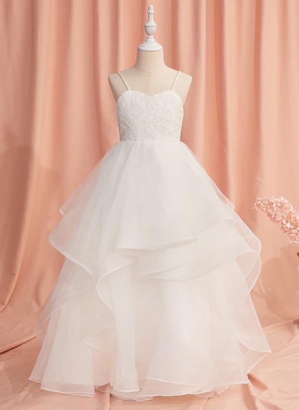 Ivory Ball-gown/princess Sweetheart Floor-length Lace/tulle Flower Girl Dress