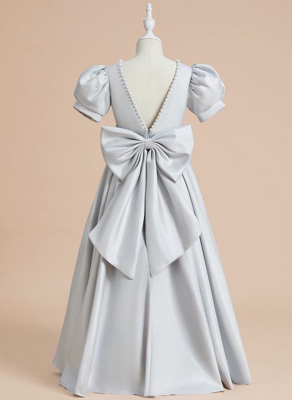 Ball-gown/princess Scoop Floor-length Satin Flower Girl Dress