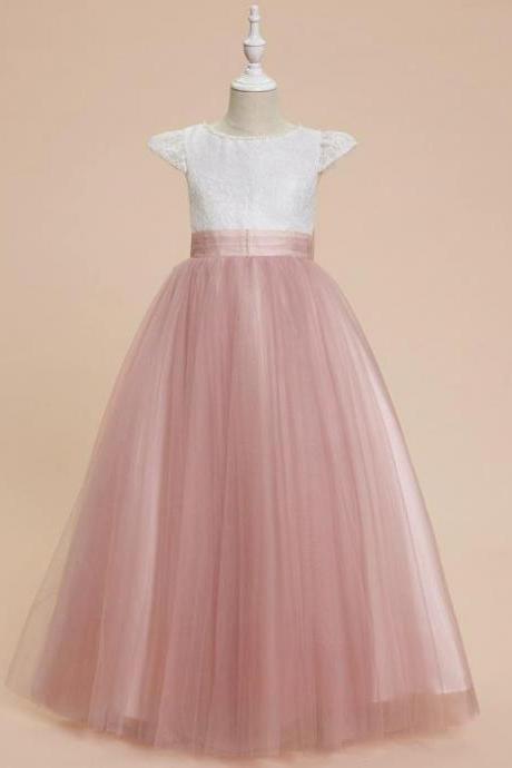 A-line Scoop Floor-length Lace/tulle Flower Girl Dress